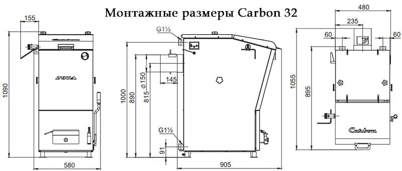 Монтажные размеры Carbon 32